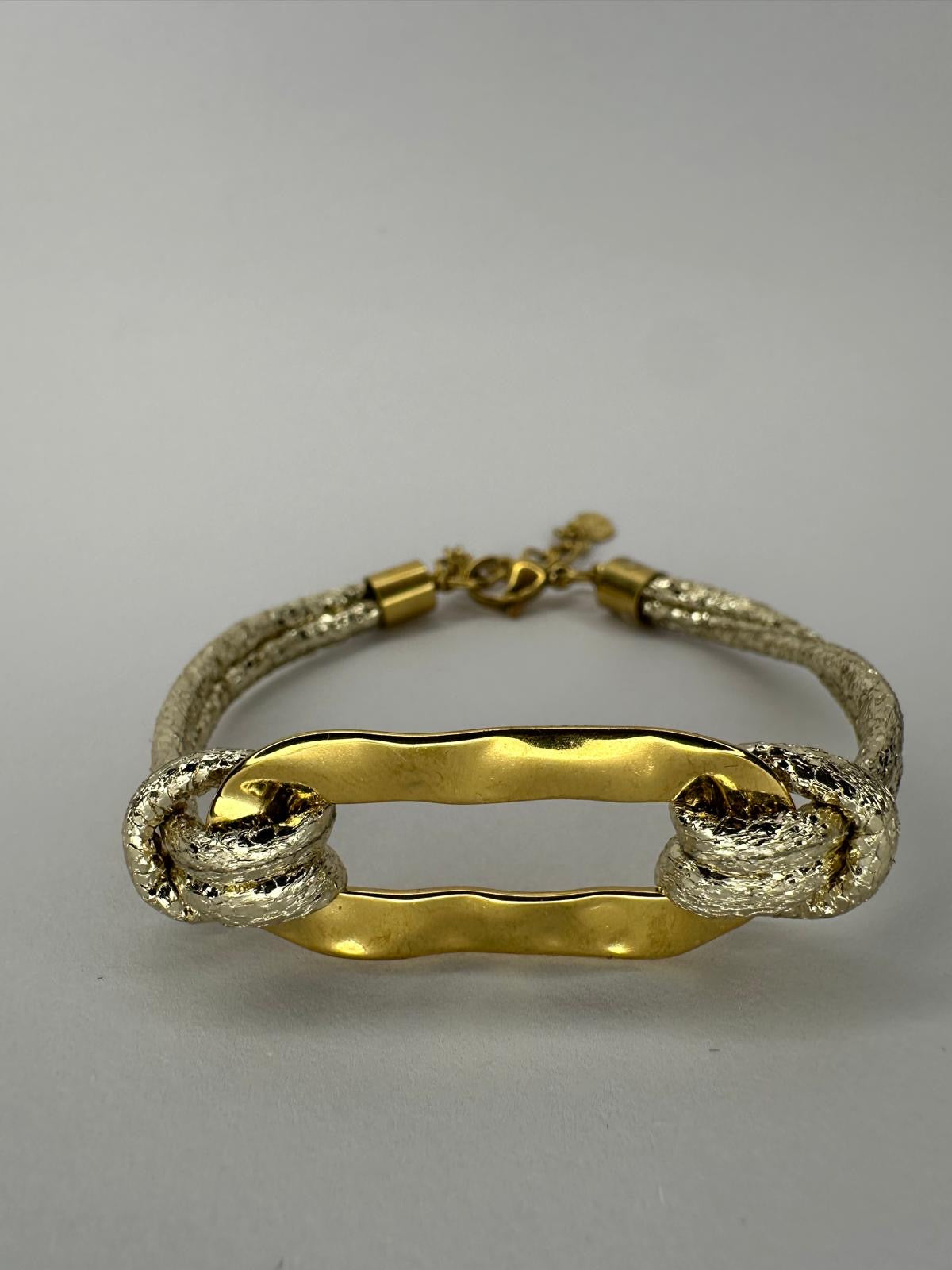 🔗 Pulsera "Eslabón Martillado XL" con Nudos Texturizados ✨