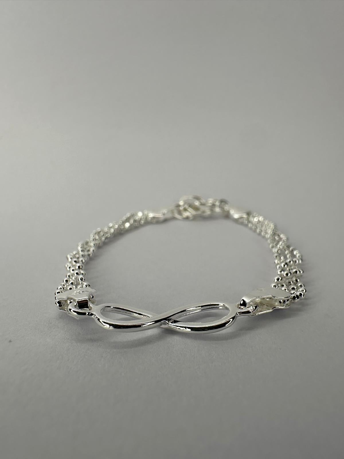 ♾️ Pulsera "Infinito Entrelazado" de Doble Cadena (Plata) 🤍