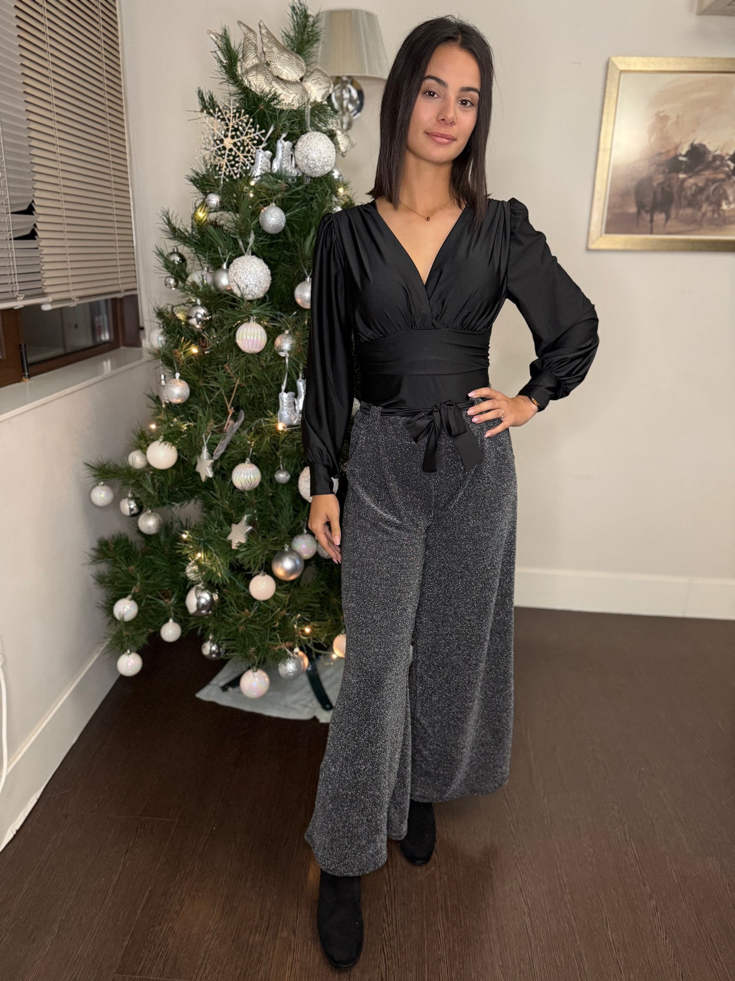 👖 Pantalón de Fiesta (Tiro Alto) - Brillo y Elegancia 🥂