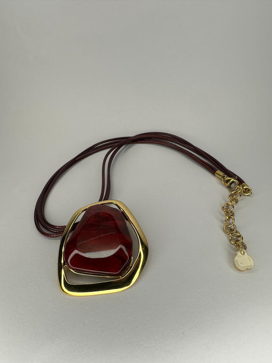 💎 Collar Statement "Geometría Abstracta" con Dije Resina/Piedra 🎨