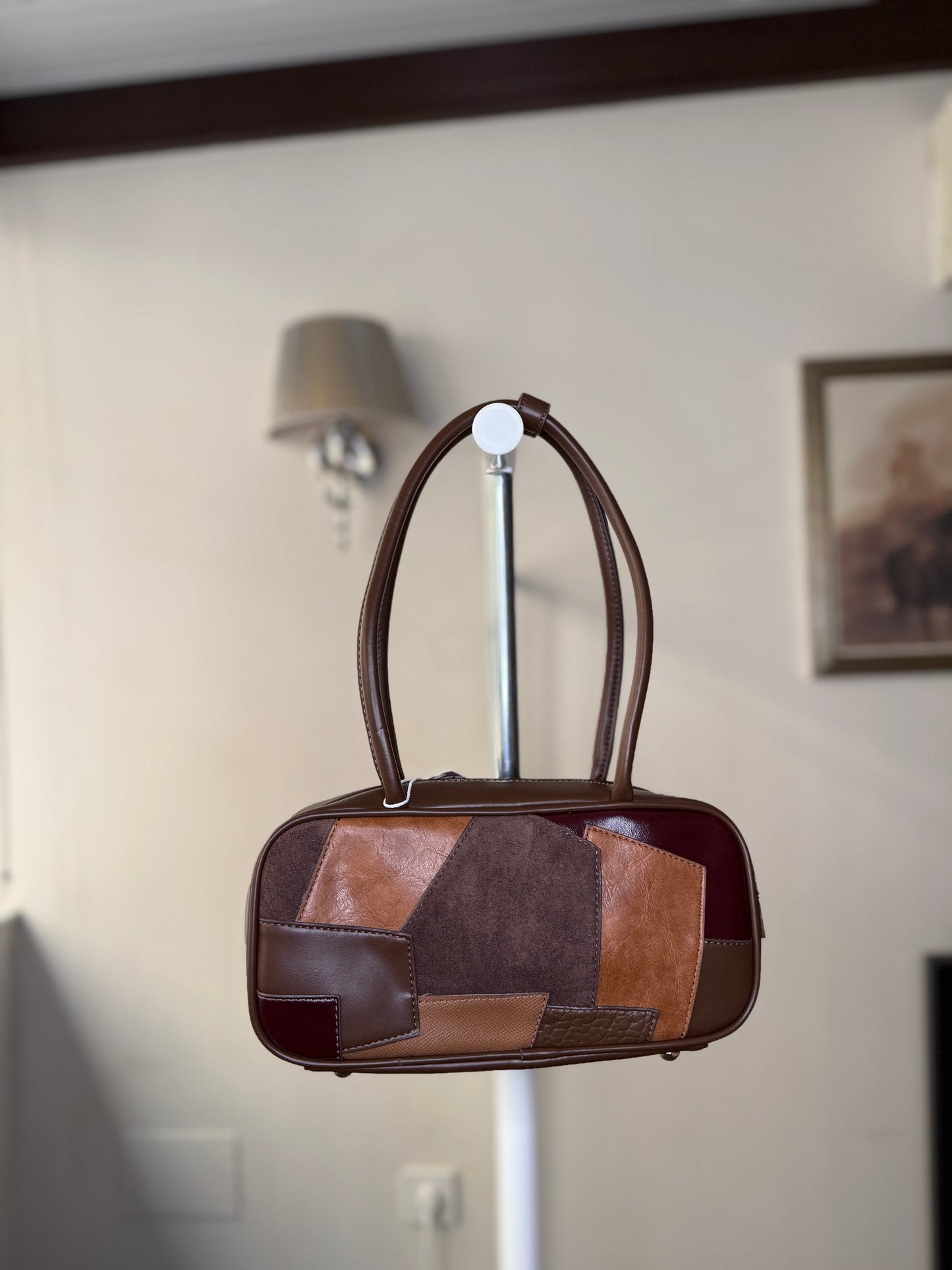 👜 Bolso Baguette Retro con Diseño de Parches (Patchwork)