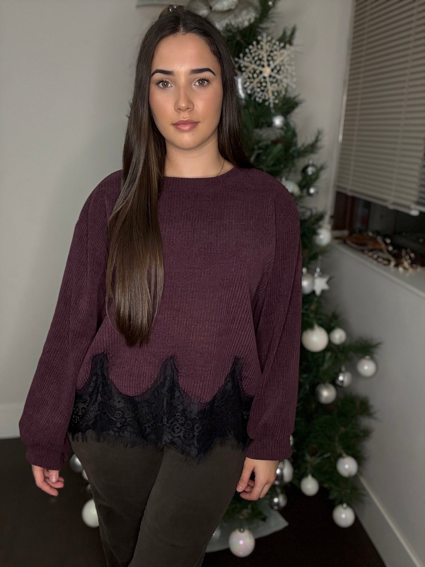 🧶Jersey Punto Oversize con Encaje