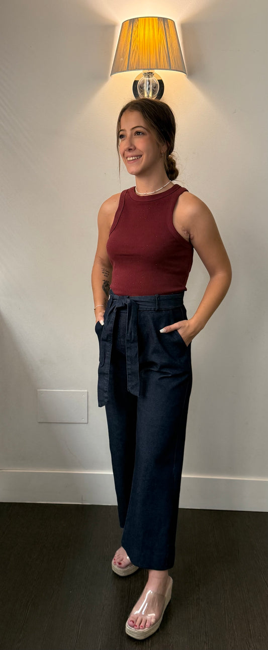 Pantalón Paperbag Denim