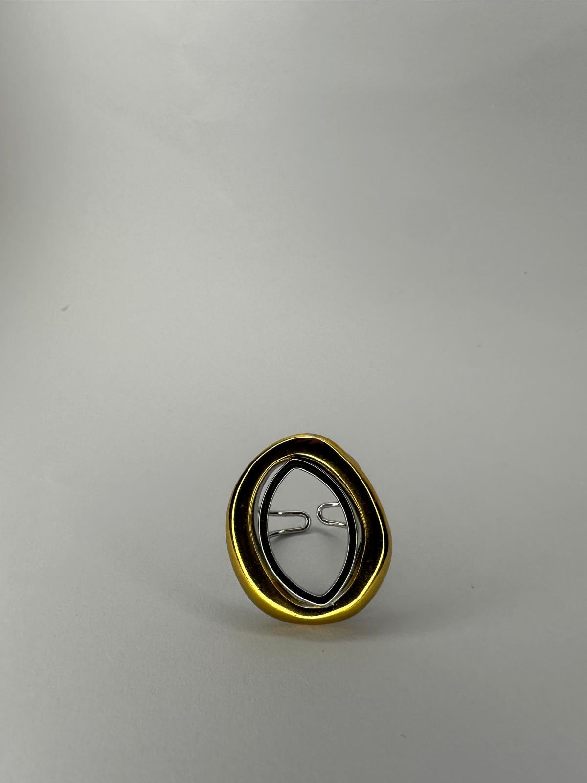 ✨ Anillo Cósmico de Doble Aro - Oro y Plata