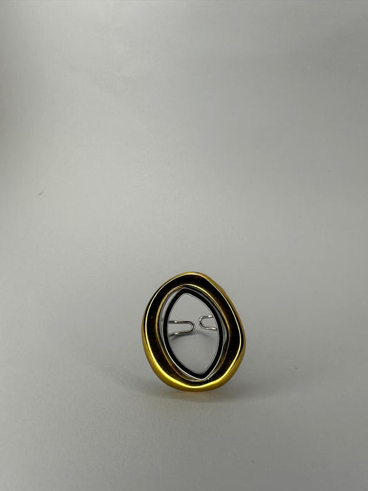 ✨ Anillo Cósmico de Doble Aro - Oro y Plata