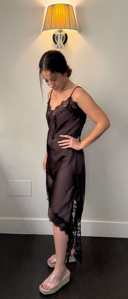 Vestido Satén Encaje