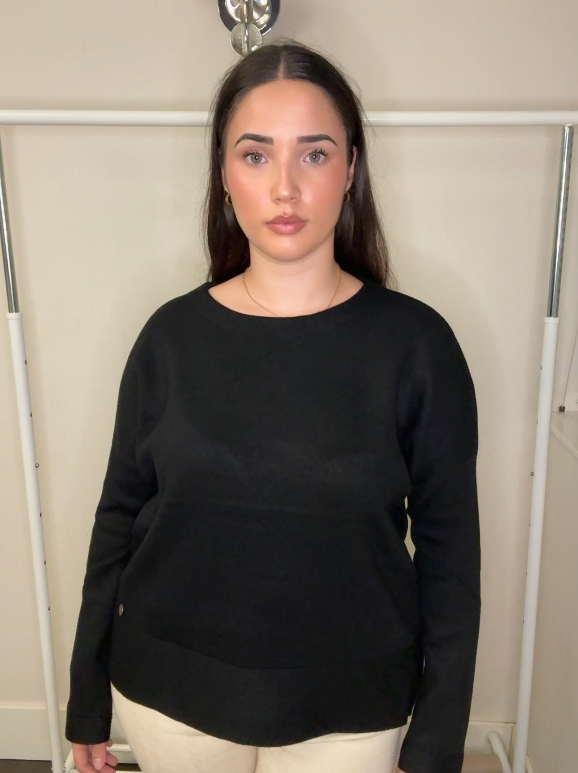 👕Jersey Básico de Punto con Cuello Redondo